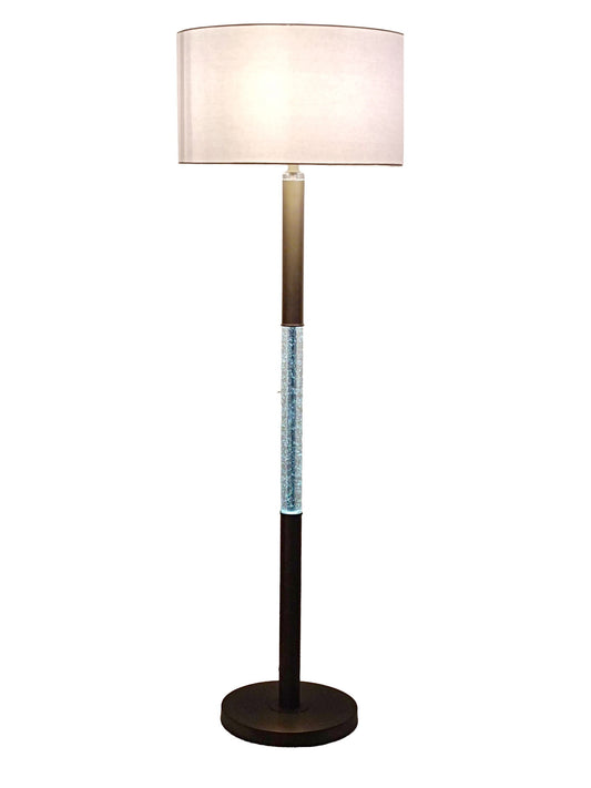 Golden Brilliance Metal & Seeded Crystal Floor Lamp With Night Light - Matte Golden Bronze