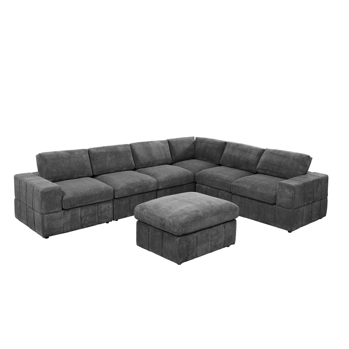 Oversized Modular Sectional Sofa, Reversible With Ottoman