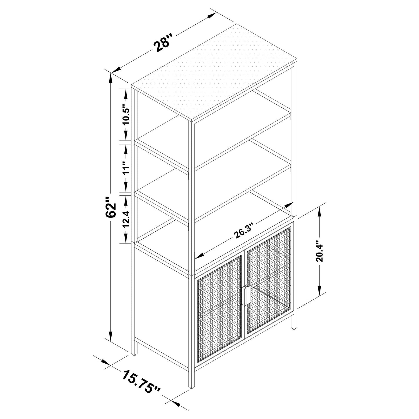 Kenneth - 3 Shelf Radio Weave Accent Cabinet