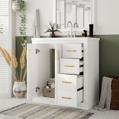 Bathroom Vanity With Sink, Storage Cabinet, Freestanding Set With 3 Drawers & Soft Closing Doors