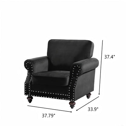 Upholstered Accent Armchair With Turned Legs For Living Room