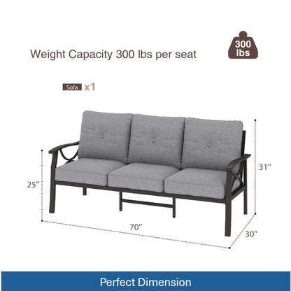 All-Weather 3 Seat Patio Sofa With Cushions
