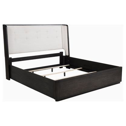 Bangor - Eastern King Wingback Bed With Upholstered Headboard - Black