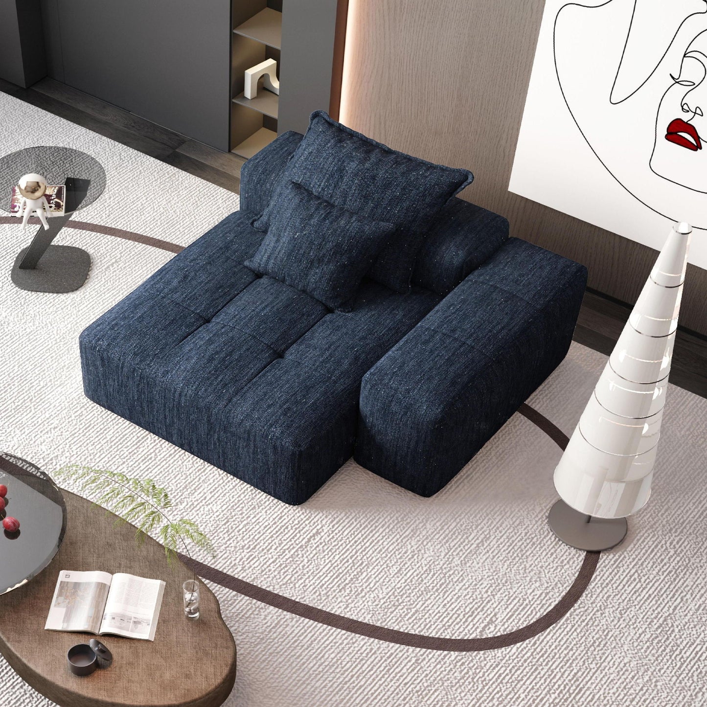 Modern Oversized Modular Sectional Sofa, Sparkling Fabric Soft Cushion Sofa With 2 Pillows