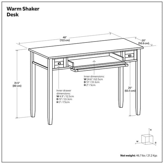 Warm Shaker - Writing Desk With Drawers - Black