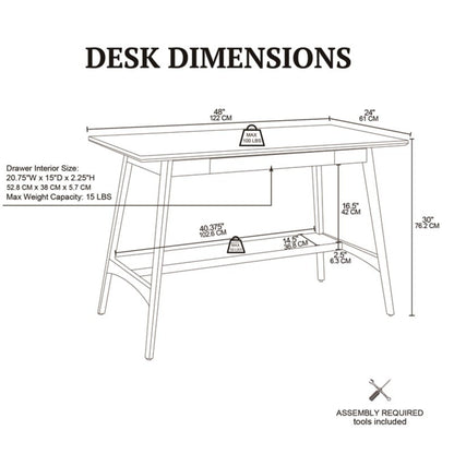 Parker - Desk With Storage Shelf - Off White / Pecan