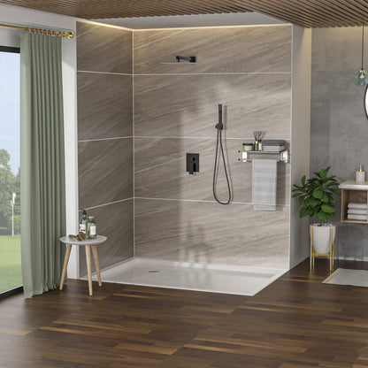 Dual Shower Head System With 12" Wall Mounted Square Rain Shower And Rough In Valve