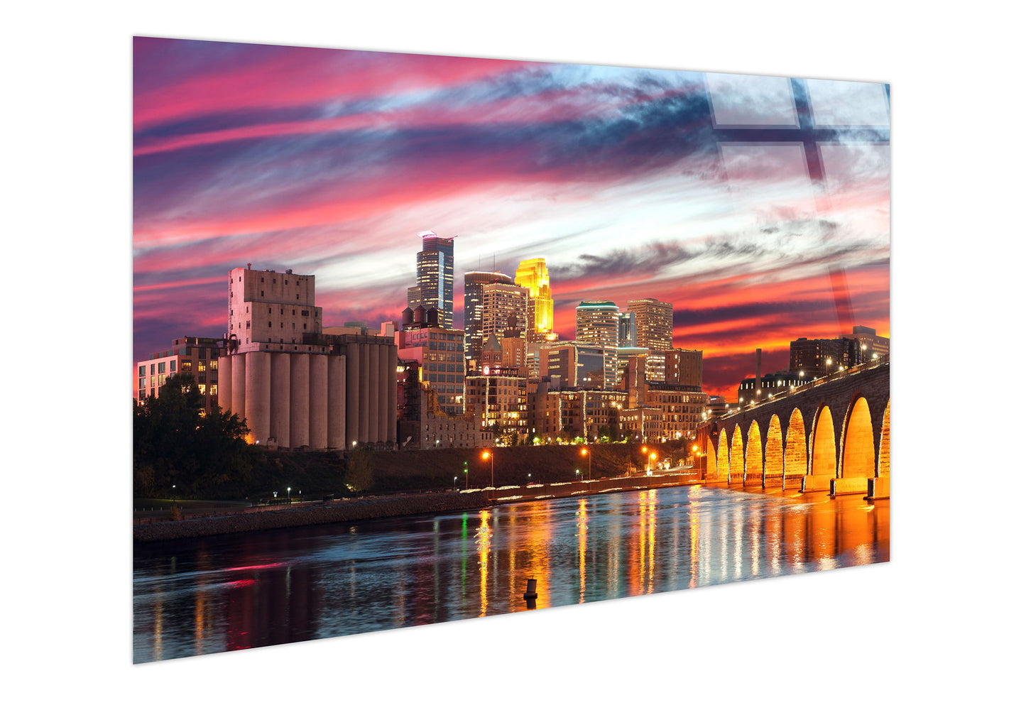 Minneapolis Cotton Candy Sky Tempered Glass With Foil - Pink / Orange