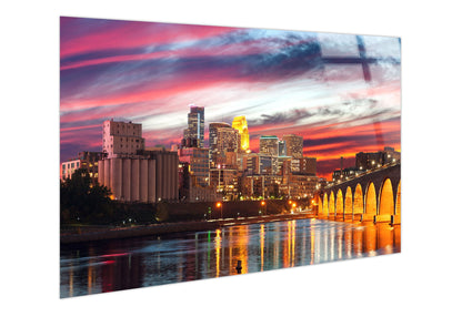 Minneapolis Cotton Candy Sky Tempered Glass With Foil - Pink / Orange