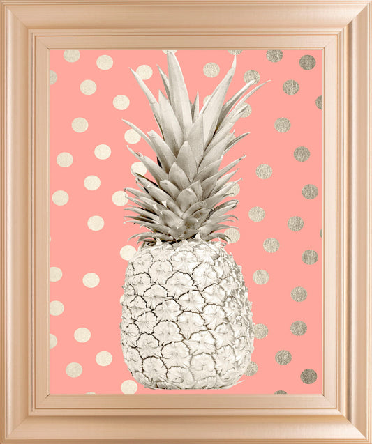 Pineapple On Polka Dots By Nature Magick - Framed Print Wall Art - Pink
