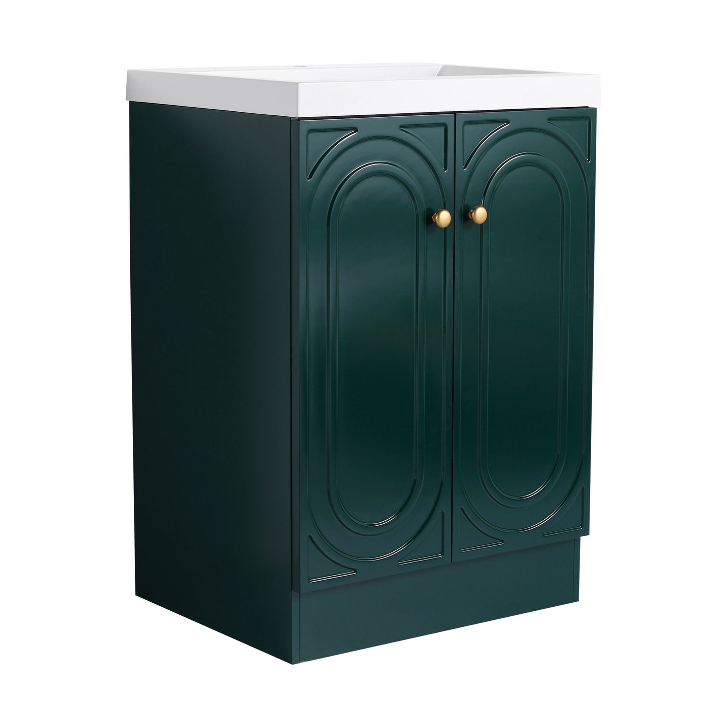 Contemporary Freestanding Bathroom Vanity With Resin Sink & Soft-Close Cabinet Doors