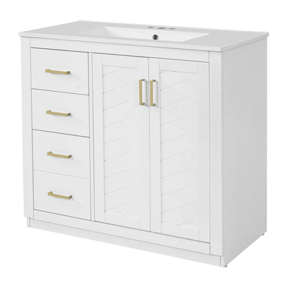 Bathroom Vanity With Sink Combo, Storage Cabinet, Freestanding Set With 3 Drawers & Soft Closing Doors