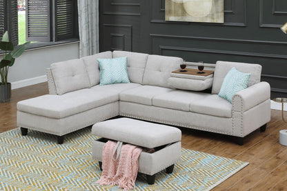 Alger - Left Hand Facing Sofa & Chaise With Ottoman