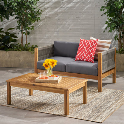 Charlotte - Outdoor And Rope 4 Seater Chat Set With Cushions - Teak