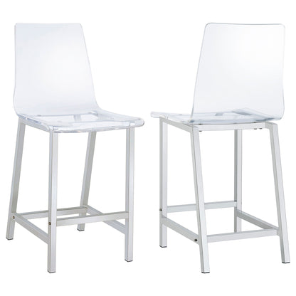 Counter Height Stools With Curved Back Design (Set of 2) - Clear