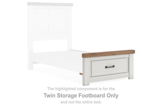 Savonport - Twin Storage Footboard - White / Brown