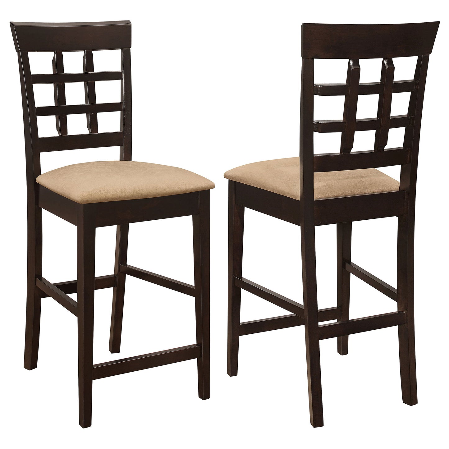Upholstered Counter Height Stools (Set of 2) - Brown / Beige