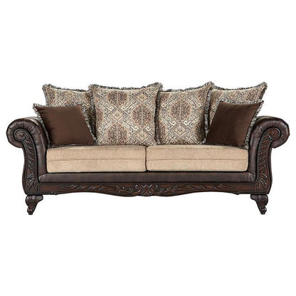 Elmbrook - Upholstered Rolled Arm Sofa - Brown