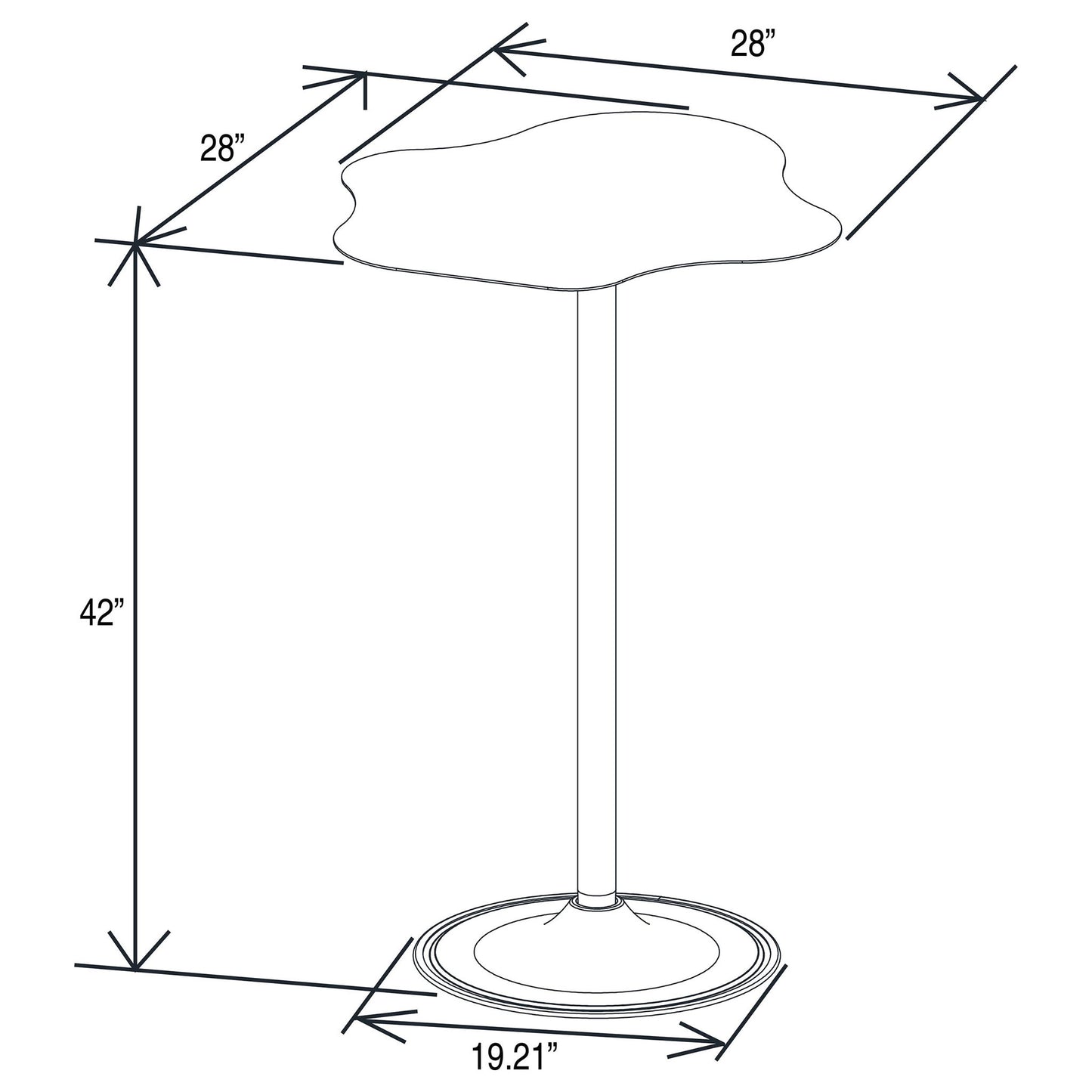 Fresno - Curved Cloud Shaped Bistro Bar Table Bar Table - Black