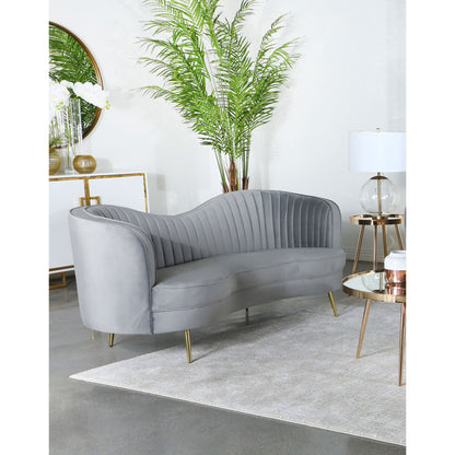 Reigha - Upholstered Sofa Lounge Furniture With Channel Tufted Backrest - Gray