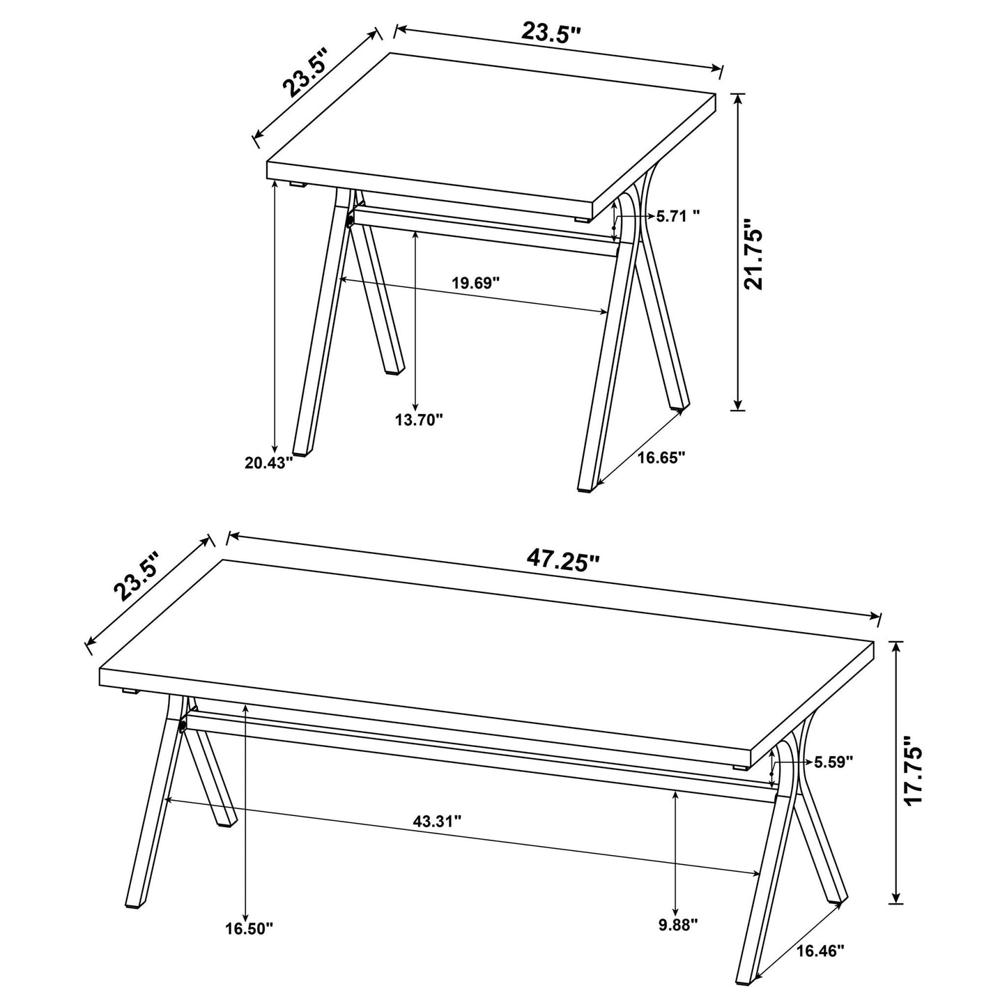 3 Piece Occasional Set, Coffee Table And 2 End Tables - Brown