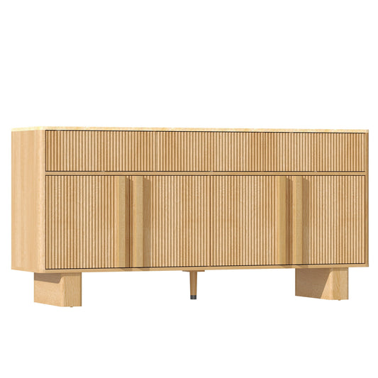 Sideboard Buffet Cabinet With 3 Drawers And 4 Doors For Dining Room