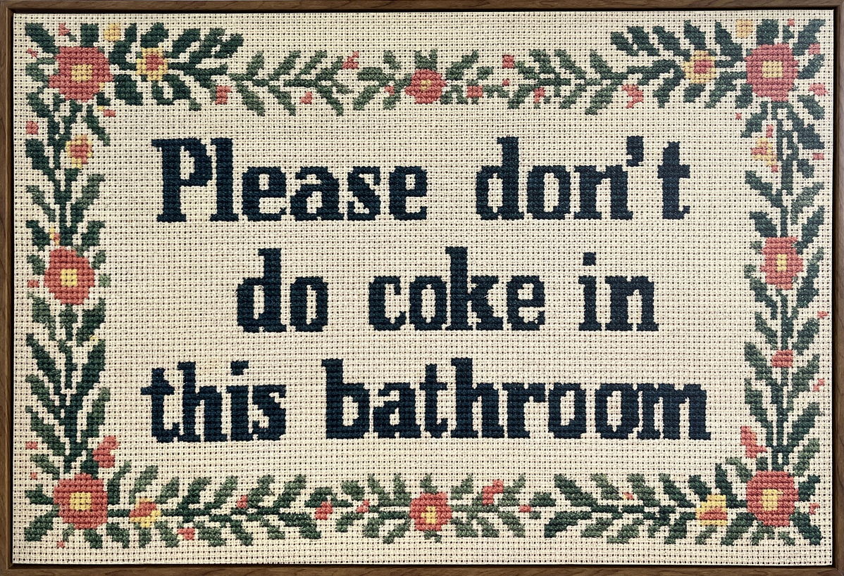 Bathroom Wit II Hand-Embellished Canvas In Frame - Brown / Ivory