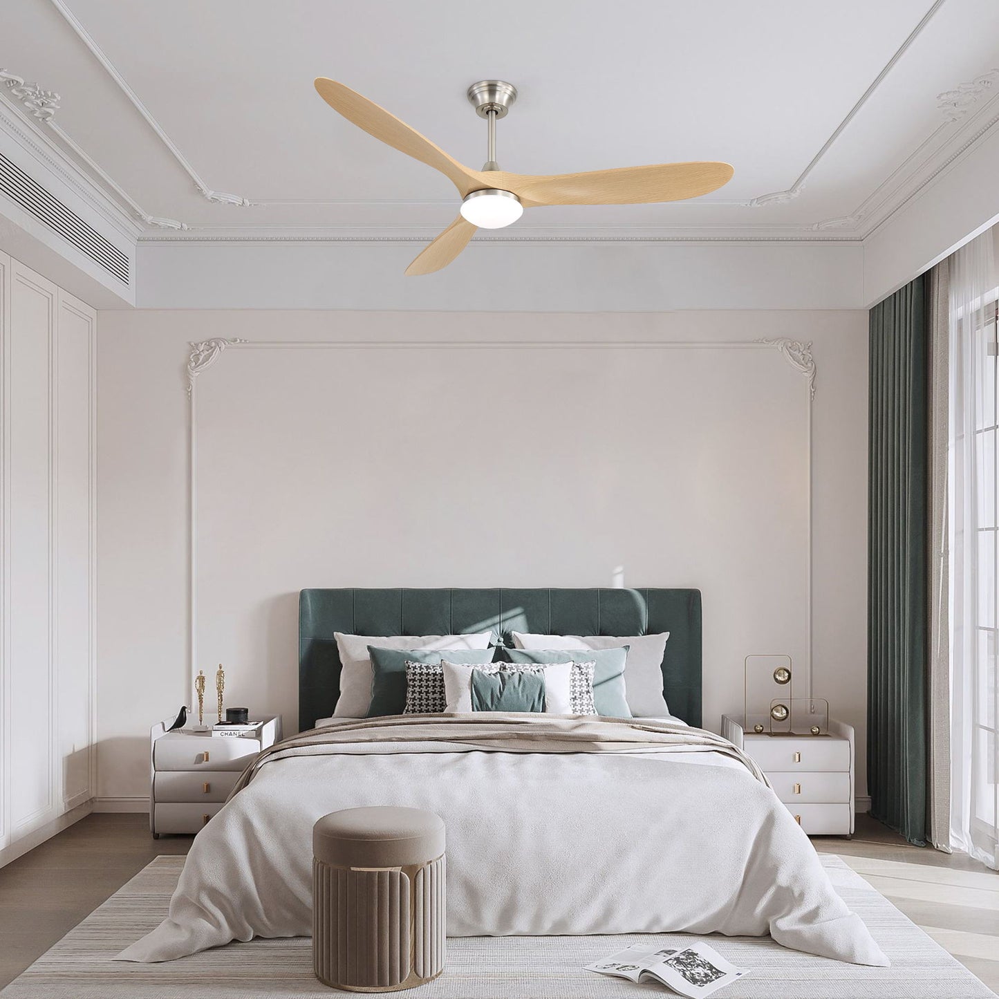 Smart Ceiling Fan With Lights, 3 Blades, Reversible Quiet DC Motor For Indoor