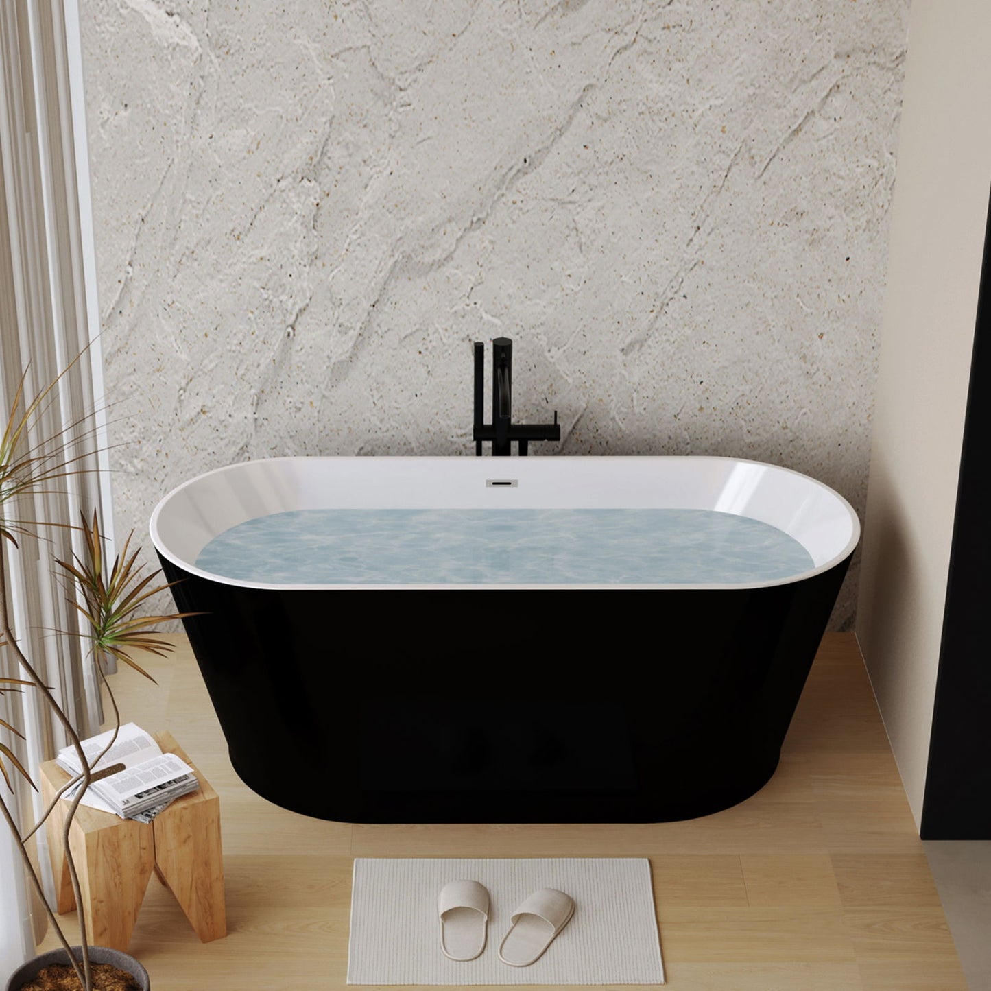 Glossy Freestanding Bathtub With Toe Tap Drain