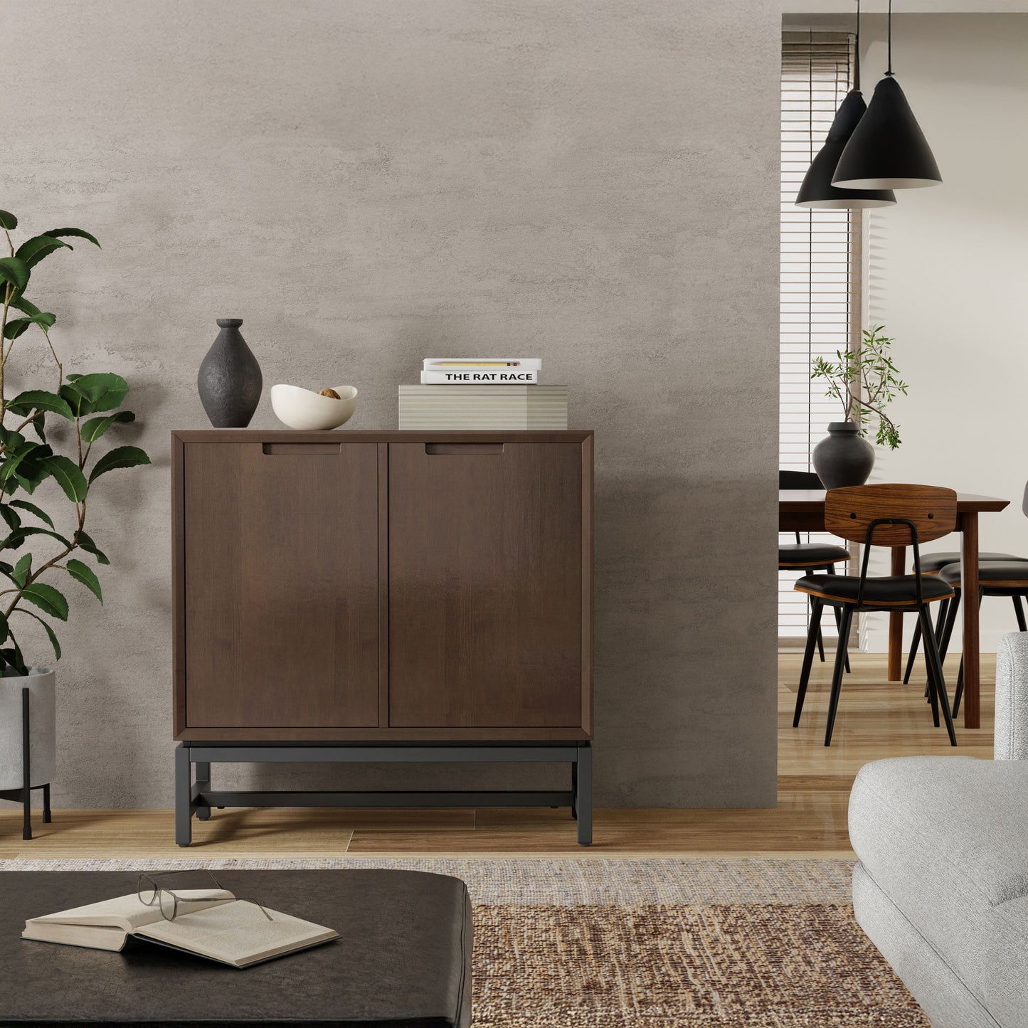 Banting - Low Storage Cabinet With Adjustable Shelves - Walnut Brown