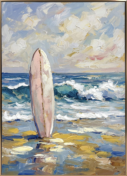 Saltwater Reverie I - 28 X 40 - Hand-Embellished Canvas In Frame - Teal