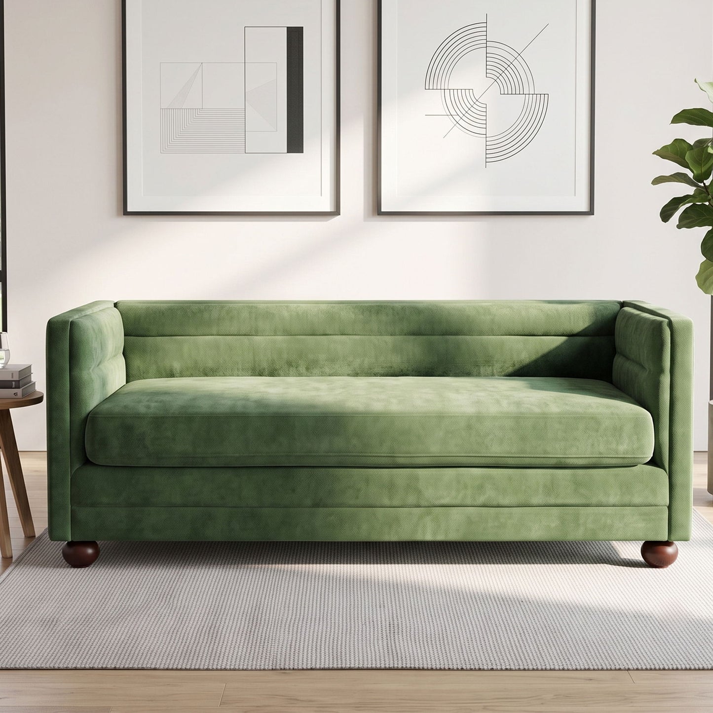 3 Seater Sofa Upholstery With Square Arms, Living Room Couch