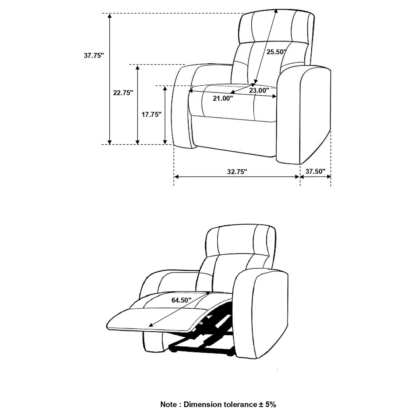 Upholstered Recliner With Cup Holder Comfort Lounge Chair - Black