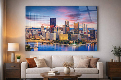 Steel City Glow Tempered Glass With Foil - Blue / Pink