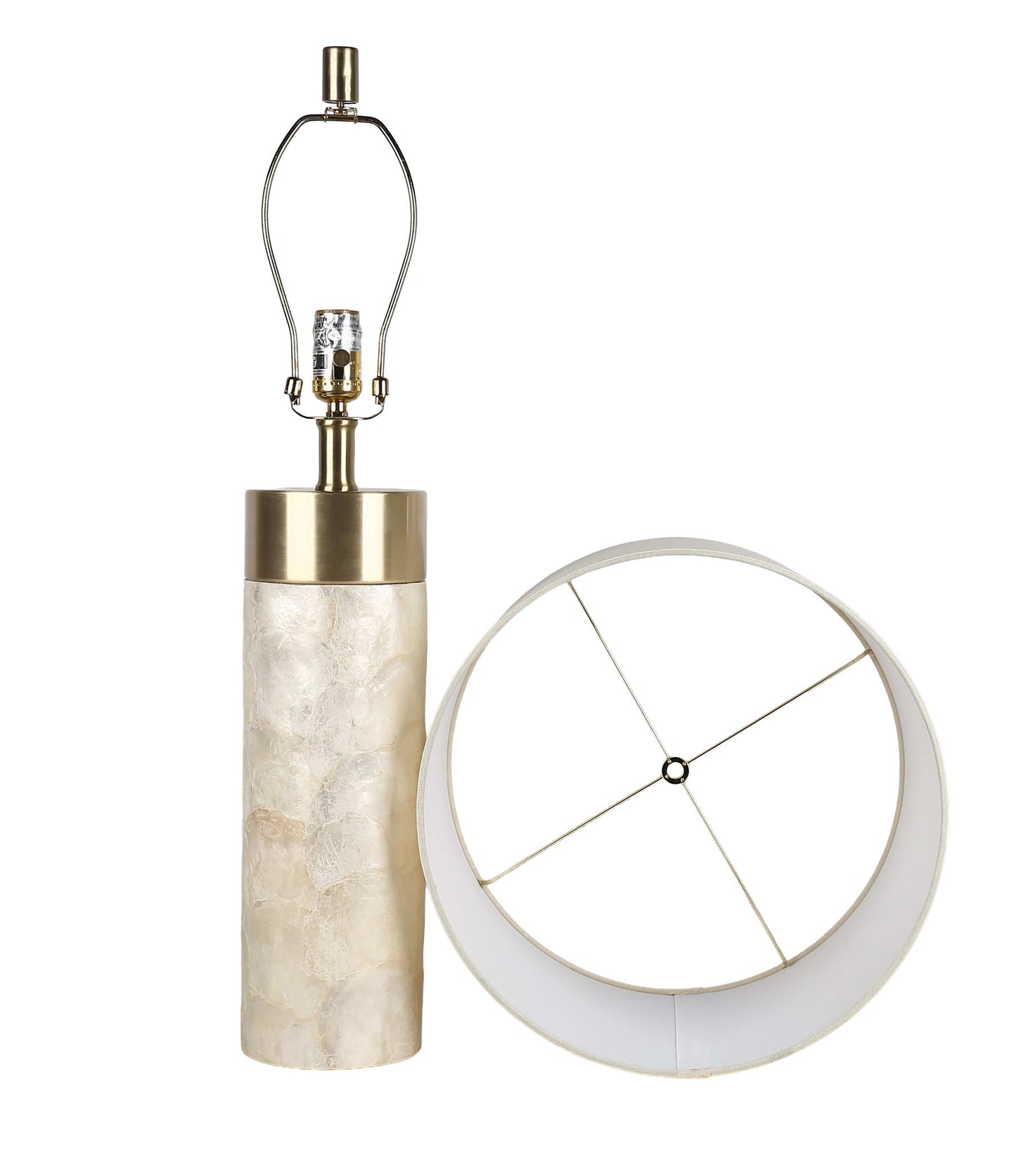 "Luminous Shell" Shell And Metal Table Lamp (Set of 2) - Natural Shell / Soft Gold / Beige