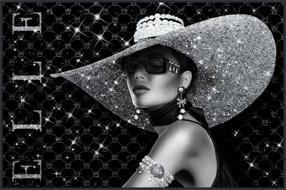 Couture After Dark - 47 X 32 - Gloss With Foil & Rocks In Frame - Black