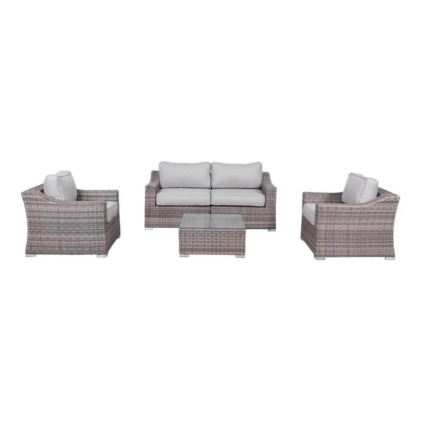 Outdoor Wicker Conversation Set With Cushions, All Weather
