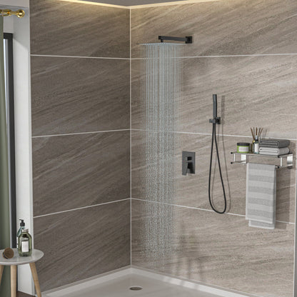 10" Square Dual Shower Head System Wall Mounted With Rough In Valve Modern Bathroom Fixture