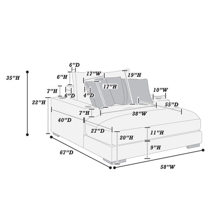 Upholstered Chaise Lounge With Cup Holders USB Port And Pillows