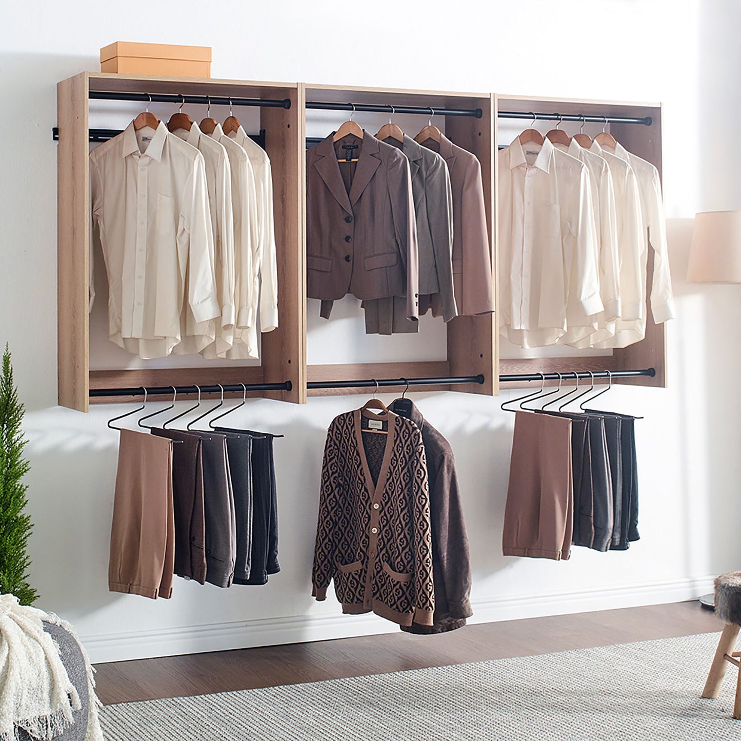 Devi - Wall Mounted Wood Closet System, Modular Units