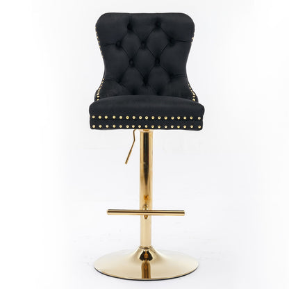Thick Swivel Barstools Adjusatble Seat Height From 25-33", Modern Upholstered Bar Stools With Backs Comfortable Tufted For Home Pub And Kitchen Island (Set of 2)