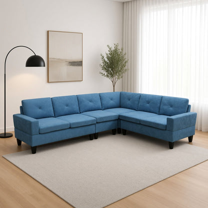 Modular L - Shaped Sectional Sofa 6 Seater 4 Piece Couch With Chaise