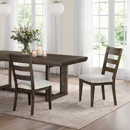 Upholstered Dining Chair With Ladder Back Design (Set of 2)