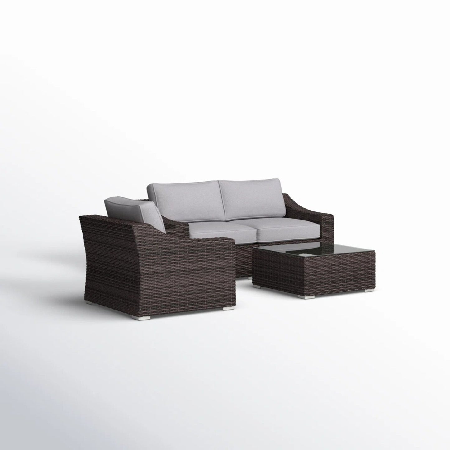 Outdoor Wicker Conversation Set With Cushions, All Weather