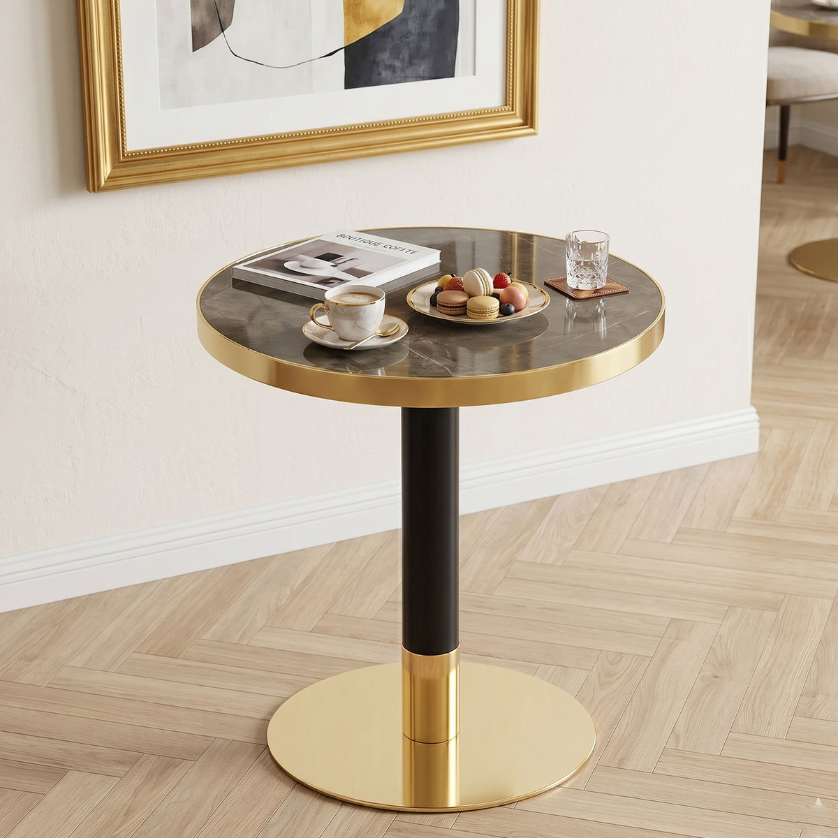 Round Table For Kitchen - Black / Gray / Gold