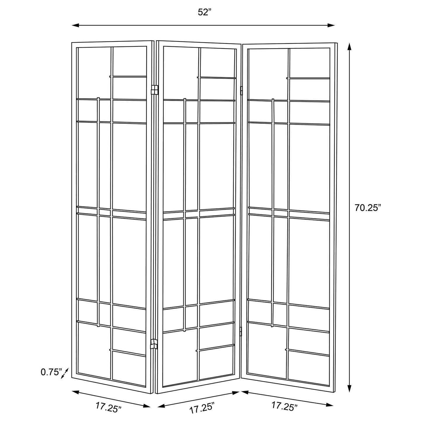 Colby - 3-Panel Folding Floor Screen - Brown / White