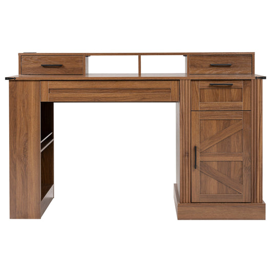 Office Desk With Storage Cabinet, Charging Station, Monitor Stand & Pegboard