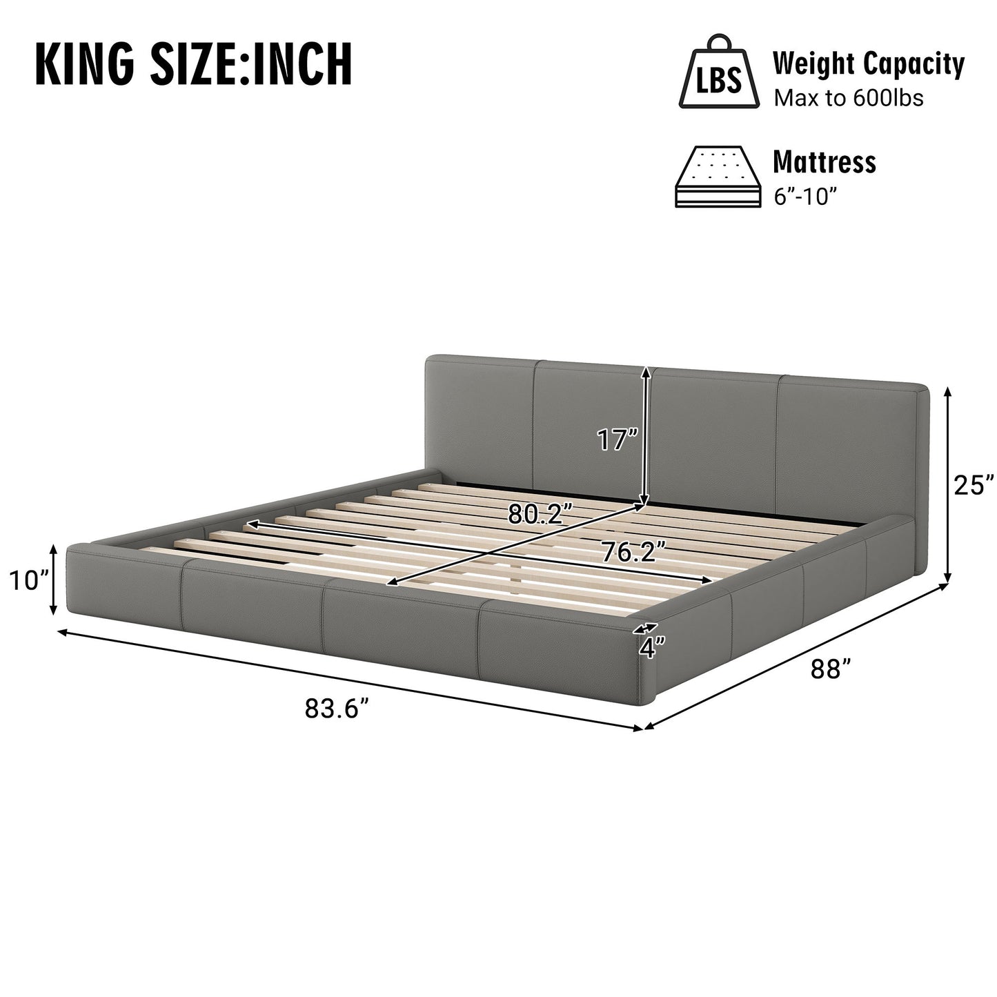 Stylish Upholstered Bed With Birch Wood Frame