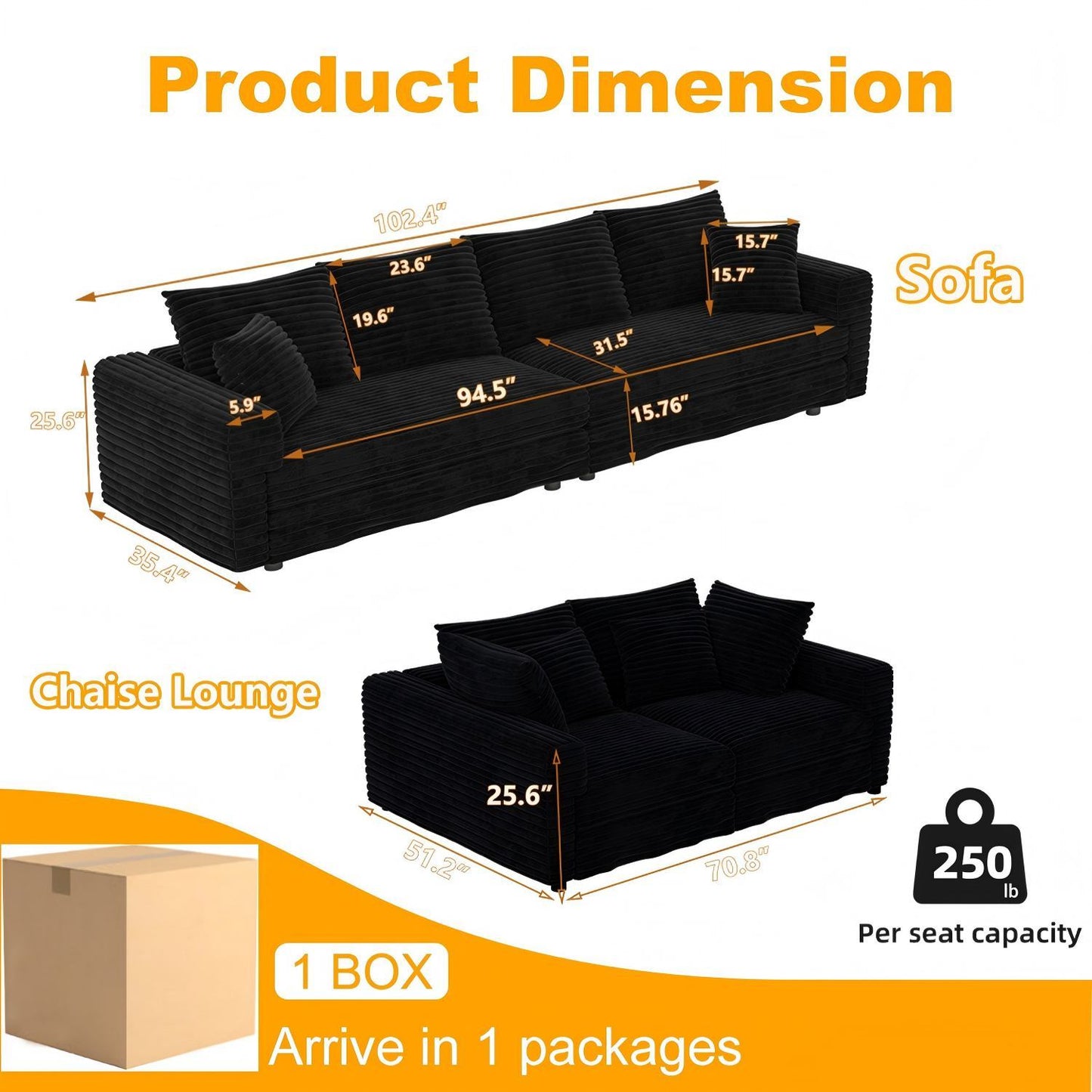 4 Seat Sofa, Deep Seat Couches With Soft Pillows