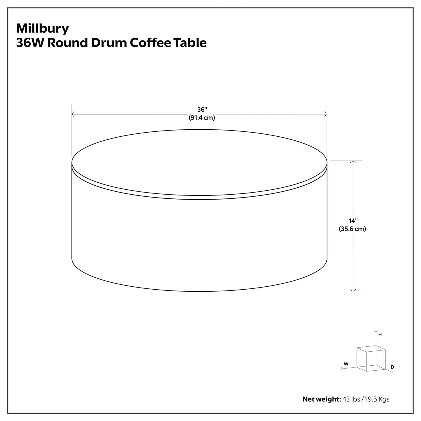 Millbury - Drum Coffee Table - Natural